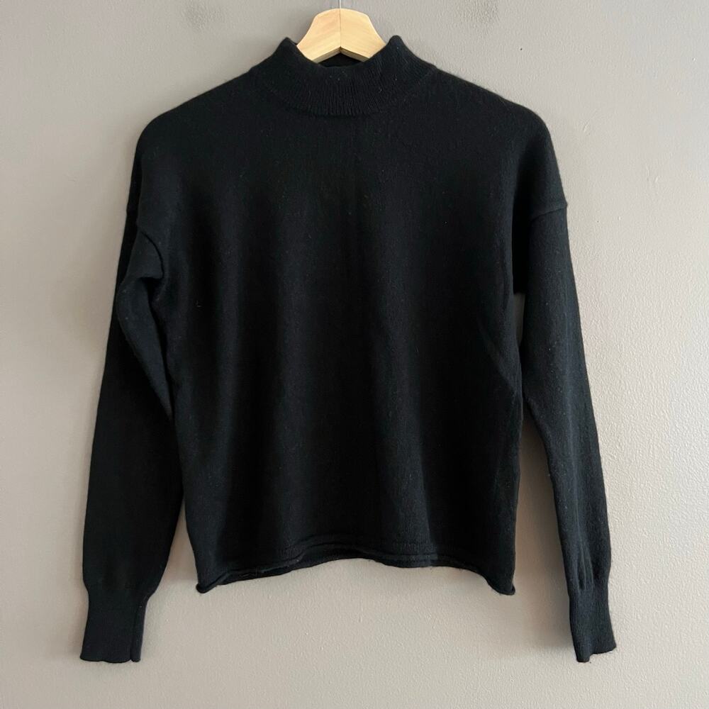 Madewell Women’s XS 100% Cashmere Mock Neck Sweater Black Long Sleeve Boxy